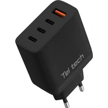 Teltech GaN USB / 3x USB-C 100W QC PD Charger Black TCH-08
