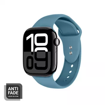 Crong Liquid Silicone Watch Strap for Apple Watch 38/40/41/42 mm - Marine Blue