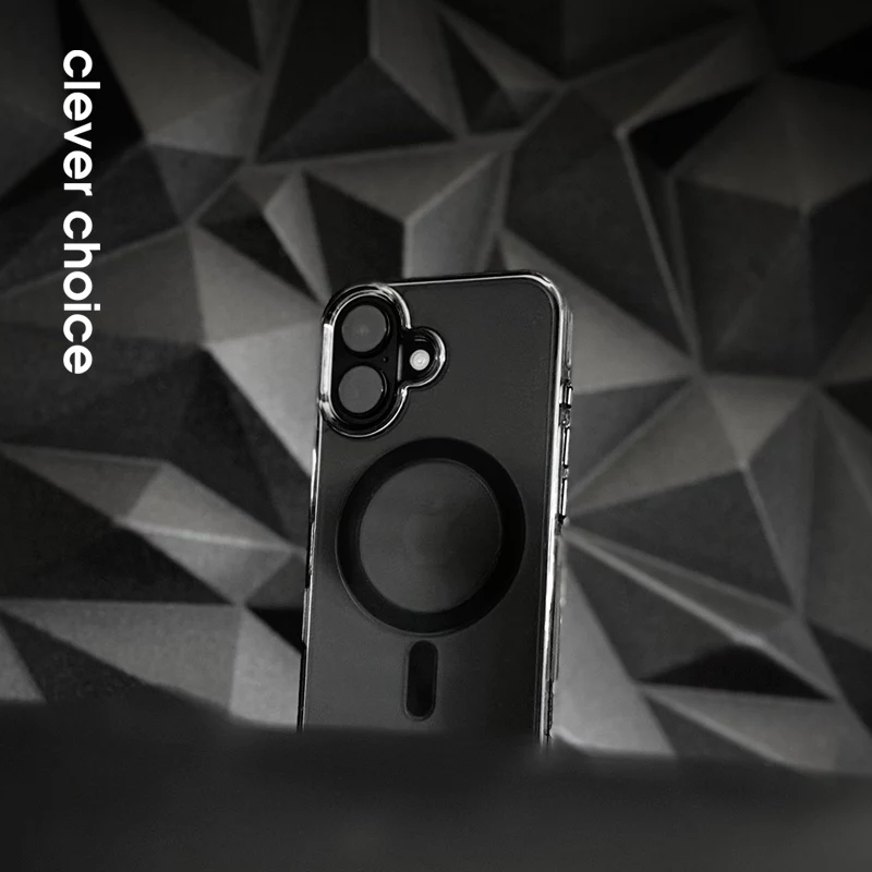 Crong Clear MAG Pro Case iPhone 16 Pro Max, MagSafe, Juodas rėmelis