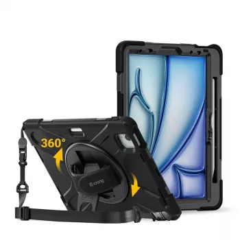 Crong Defender Plus Dėklas, skirtas iPad Air 11 inch M3 (2025) / M2 (2024), juodas