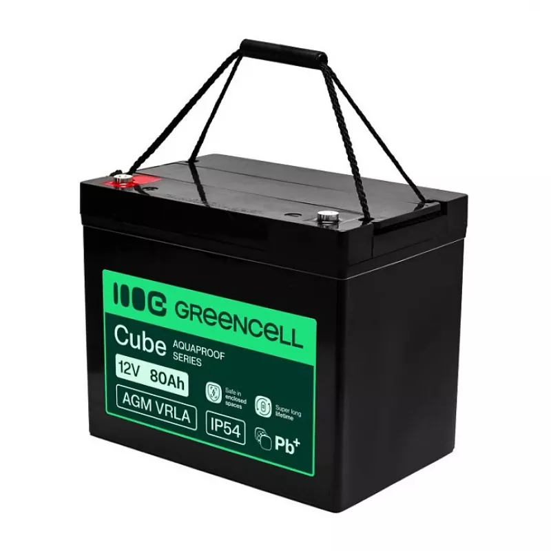 GREEN CELL Greencell AGM VRLA 12V 80Ah priežiūros nereikalaujantis akumuliatorius UPS, svarstyklėms, kemperiui (260x168x216mm)