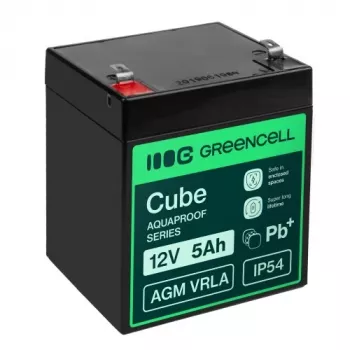 Greencell AGM VRLA 12V 5Ah akumuliatorius kasos aparatams, žaislams, kameroms (91x70x102mm)