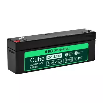 Greencell AGM VRLA 12V 2.5Ah Priežiūros Nereikalaujanti Baterija Kasos Aparatams, Žaislams (178x36x66mm)