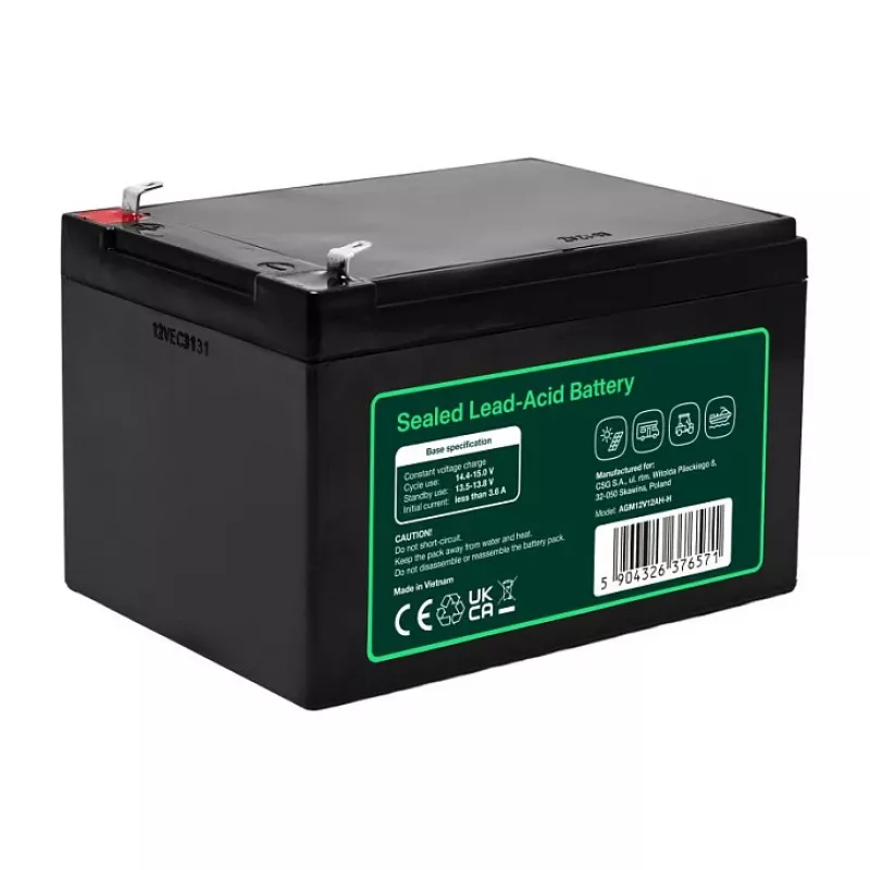 Greencell AGM VRLA 12V 12Ah priežiūros nereikalaujantis akumuliatorius kasos aparatams, žaislams, kameroms (151x98,5x95mm)