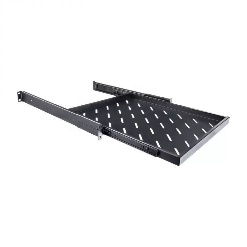 RACKTEL RL-P800W 1U 19 colių ištraukiama lentyna 800 mm gylio stovui, 50 kg talpa, juoda
