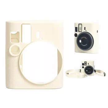 LOVEINSTANT Silikoninis apsauginis dėklas, skirtas Fujifilm Instax Mini 41 - Baltas/ smėlio spalvos