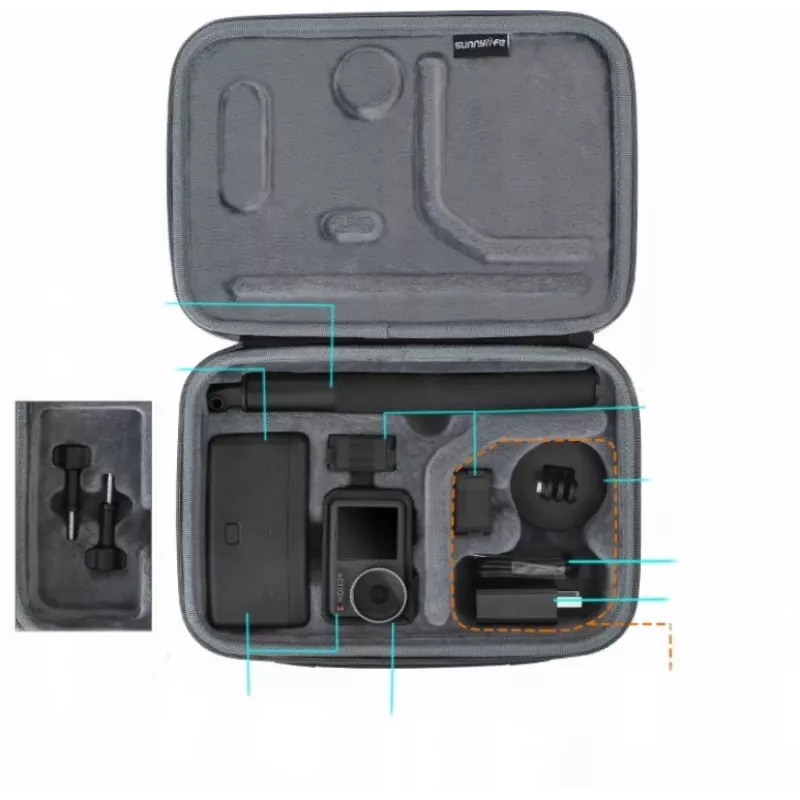 SUNNYLIFE Apsauginis dėklas DJI Osmo Action 3 – juodas silikoninis dangtelis su objektyvo gaubteliu (OA3-B511-D)