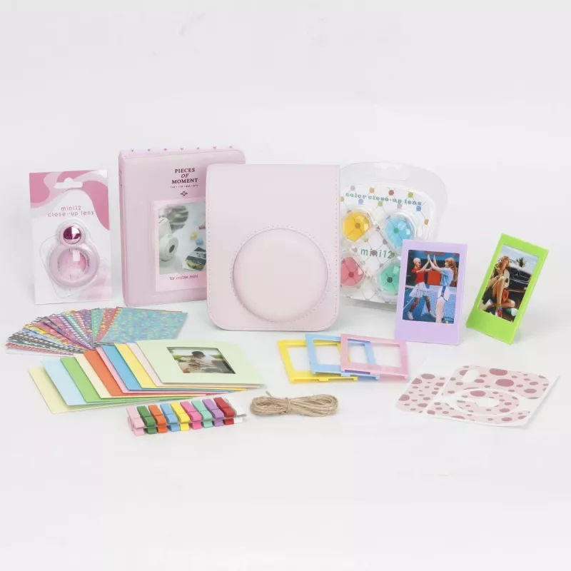 LOVEINSTANT 8-in-1 Accessory Kit for Fujifilm Instax Mini 12 - Pink