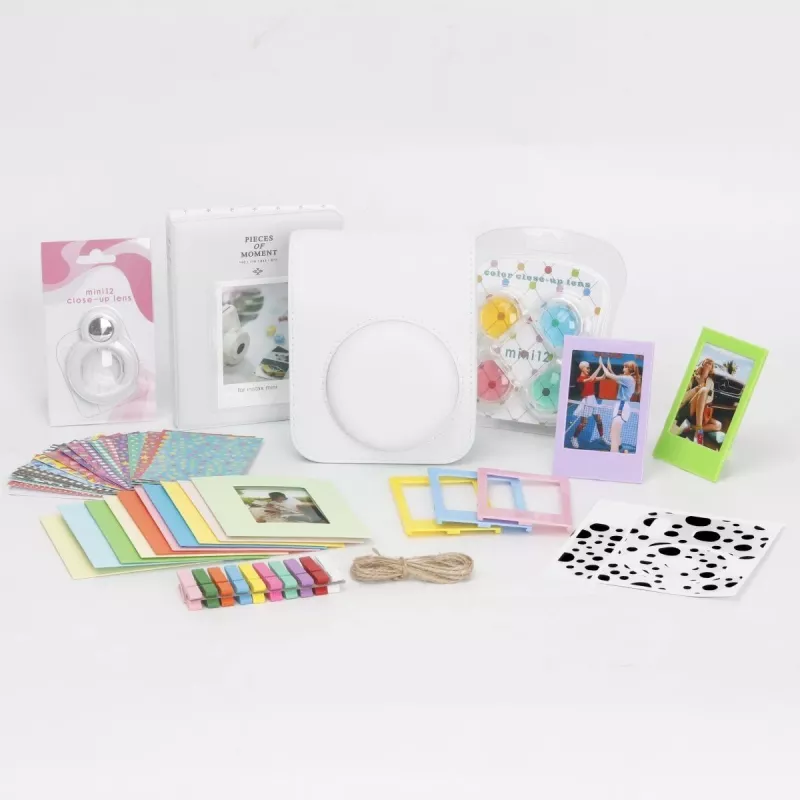 LOVEINSTANT 8-in-1 Aksesuarų rinkinys, skirtas Fujifilm Instax Mini 12 - Baltas