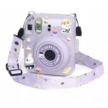 LOVEINSTANT Dėklas, skirtas Fujifilm Instax Mini 12 – Saldaus zuikio dizainas su lipdukais