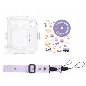LOVEINSTANT Dėklas, skirtas Fujifilm Instax Mini 12 – Saldaus zuikio dizainas su lipdukais