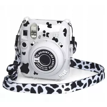 LOVEINSTANT Dėklas, skirtas Fujifilm Instax Mini 12, su lipdukais – karvės raštas