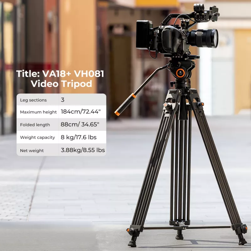 KF Professional Video Tripod su Fluid Drag Galvute KF09.121