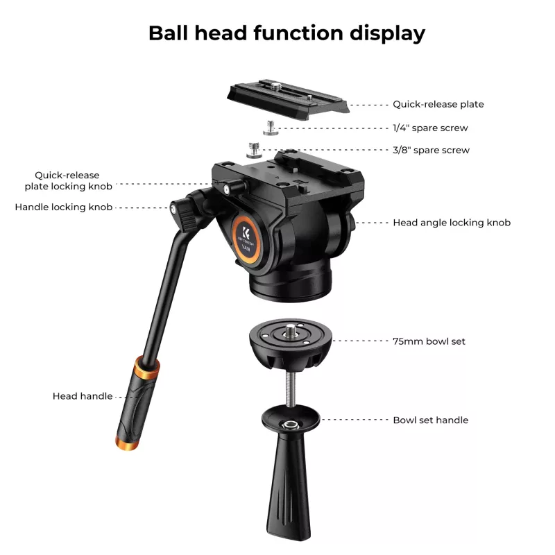 KF Professional Video Tripod su Fluid Drag Galvute KF09.121