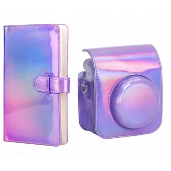 LOVEINSTANT Dėklas ir Fotoalbumas, skirtas Fujifilm Instax Mini 12 + 96 nuotraukų albumas / Sparkle Purple