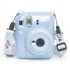 LOVEINSTANT Apsauginis Dėklas Fujifilm Instax Mini 12 - Escape From Earth, Mėlynas Blizgučiai su Lipdukais ir Nuotraukų Kišenele