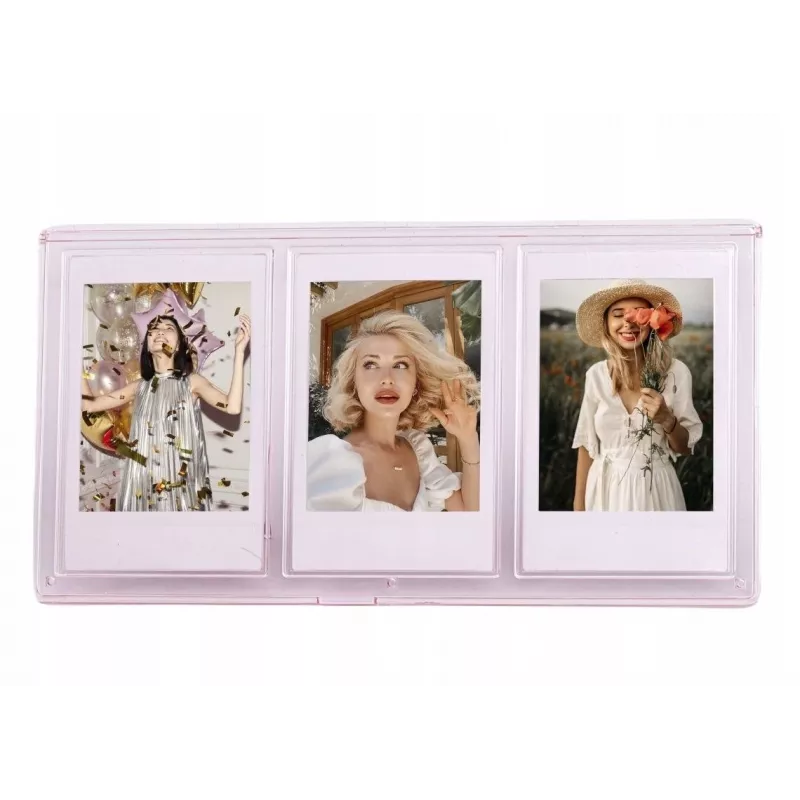 LOVEINSTANT Stovintis nuotraukų rėmelis 3 nuotraukoms, suderinamas su Zink popieriumi / Fuji Instax Mini - Rožinis