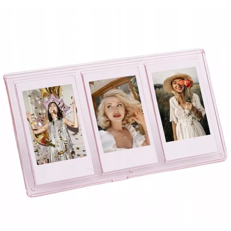 LOVEINSTANT Stovintis nuotraukų rėmelis 3 nuotraukoms, suderinamas su Zink popieriumi / Fuji Instax Mini - Rožinis