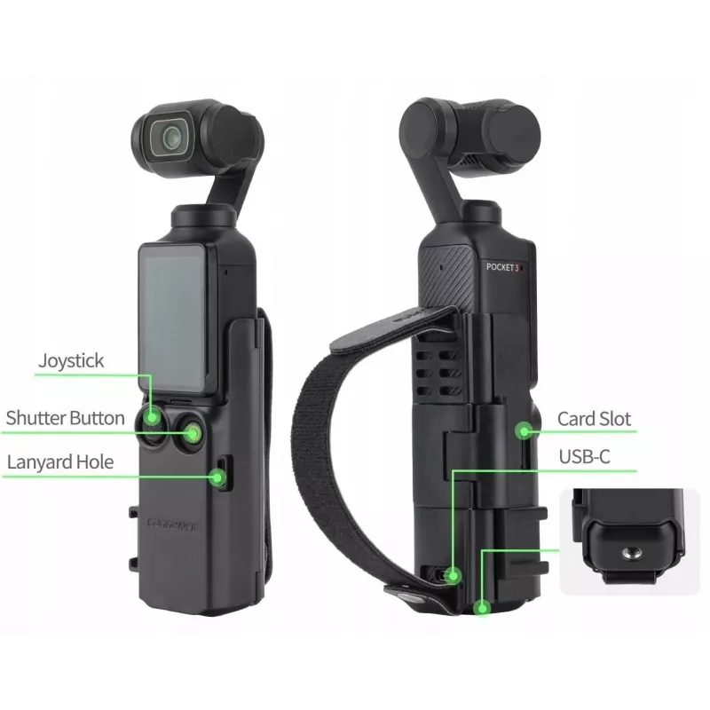 SUNNYLIFE Protective Frame Hand Grip for DJI Osmo Pocket 3 - Black