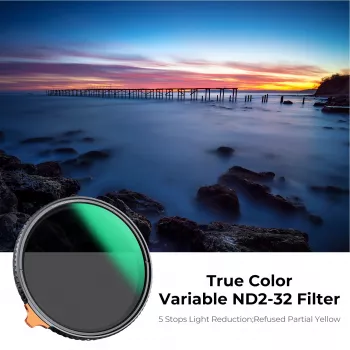 K&F Concept Variable ND Filter ND2-ND32 82mm True Color MRC Nano X