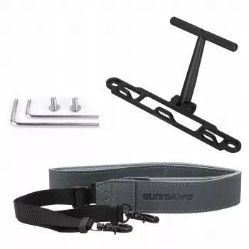 SUNNYLIFE Kaklo/Peties Diržo Laikiklis, skirtas DJI RC 2 / RC 1 nuotolinio valdymo pultui – Juodas nailono audinys su aliuminio lydinio kabliukais