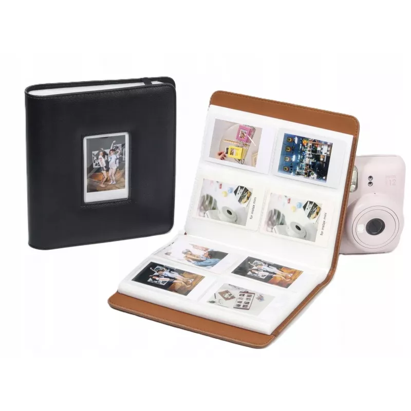 LOVEINSTANT Fotoalbum 288 nuotraukų, skirtas Fuji Instax Canon Xiaomi Polaroid HP Kodak Zink – juodas su langu viršelyje