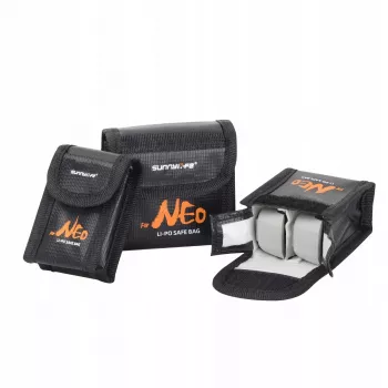 SUNNYLIFE Fireproof LiPo Battery Safety Case for DJI Neo / Neo 2 – Holds 2 Batteries (Black)