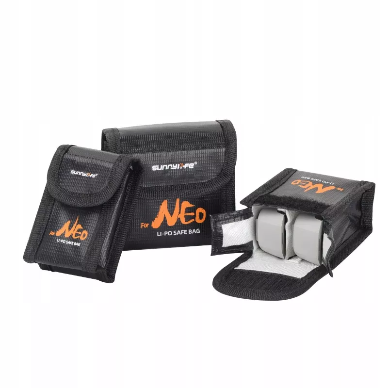SUNNYLIFE ugniai atsparus dėklas, skirtas 2 DJI Neo / Neo 2 baterijoms