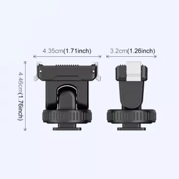 PULUZ Greito atsegimo laikiklio adapteris 1/4 inch sriegiu ir šaltojo bato lizdu, skirtas DJI Osmo Action 3/4/5 Pro PU727B