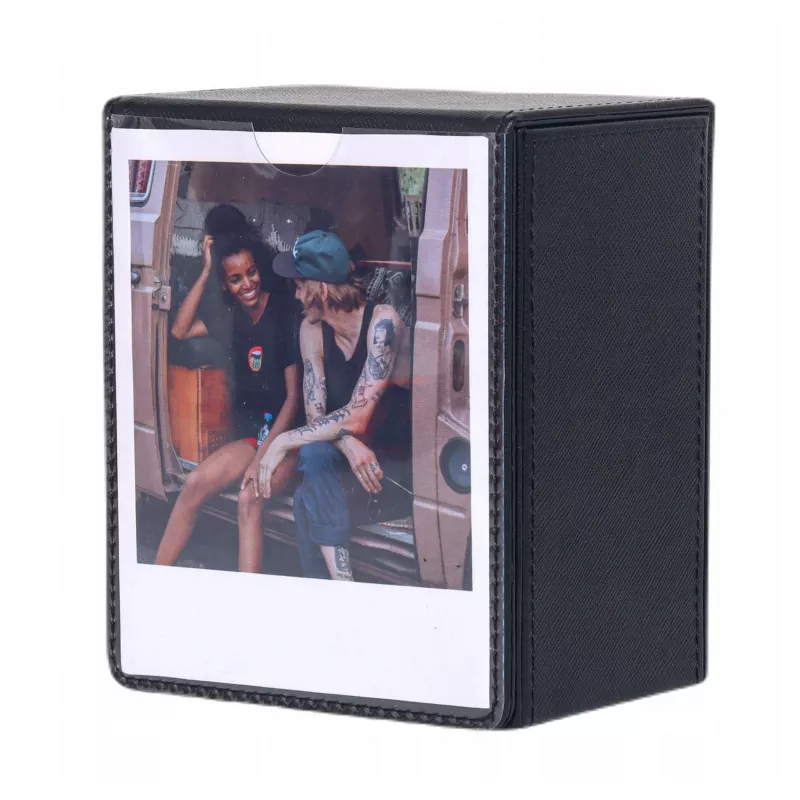 LOVEINSTANT Dėžutė nuotraukoms 100 vnt. – Suderinama su Fuji Instax Wide, Square, Polaroid 600, Now – Juoda su peržiūros langu