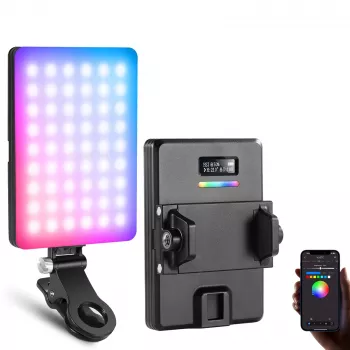 NEEWER VL67C RGB LED Video Light 5W su telefono laikikliu ir Bluetooth programėle