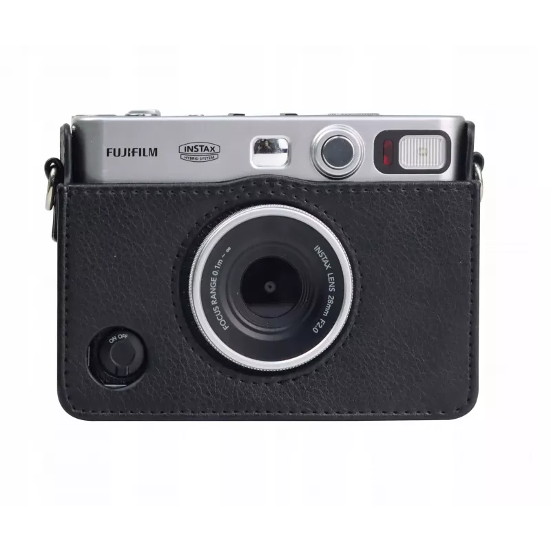 LOVEINSTANT 2-in-1 apsauginis dėklas ir grūdinto stiklo ekrano apsauga Fujifilm Instax Mini Evo – juoda