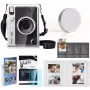 LOVEINSTANT 6-in-1 rinkinys: permatomas kietas dėklas + grūdinto stiklo ekrano apsauga + 64 kišenių fotoalbumas + objektyvo dangtelis + nuotraukų rėmeliai + peties dirželis, skirtas Fujifilm Instax Mini Evo