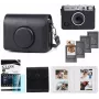 LOVEINSTANT 5-in-1 Kit: Case + Tempered Glass + 64-Pocket Album + Photo Pouch + Frames for Fuji Instax Mini Evo / Black
