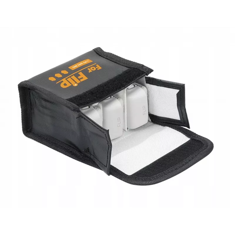 SUNNYLIFE Fireproof LiPo Battery Safe Bag for DJI Flip Drone - Holds 3 Batteries - Black