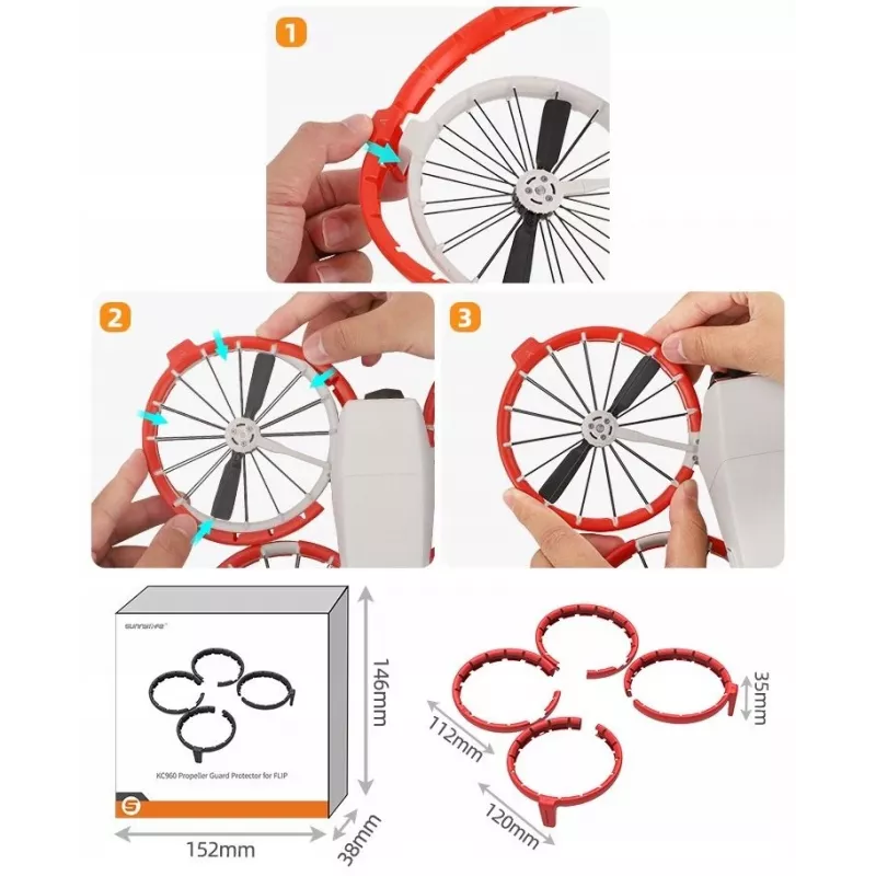 SUNNYLIFE Propeller Guard Protection Set for DJI Flip / Grey / FP-KC960-GY