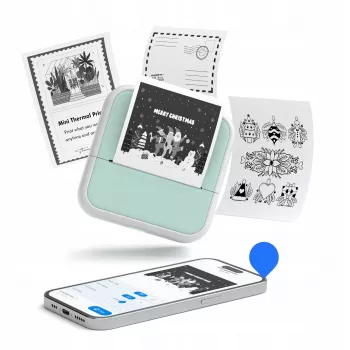 LOVEINSTANT S1 Bluetooth terminis spausdintuvas nuotraukoms, lipdukams, užrašams, etiketėms, 53mm, 203dpi, žalias