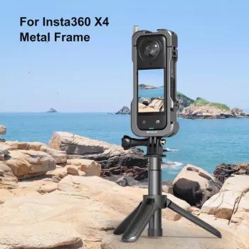 PULUZ Frame Mount Protective Case su 2x Cold Shoe Mounts ir objektyvo dangteliu, skirta Insta360 X4 (PU981B)