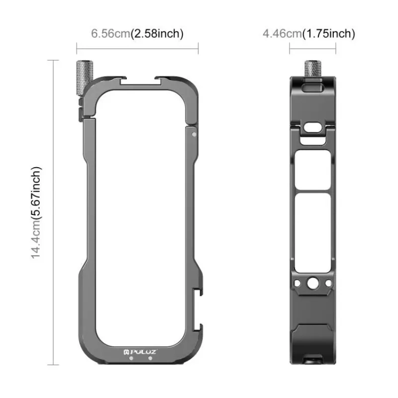 PULUZ Frame Mount Protective Case su 2x Cold Shoe Mounts ir objektyvo dangteliu, skirta Insta360 X4 (PU981B)