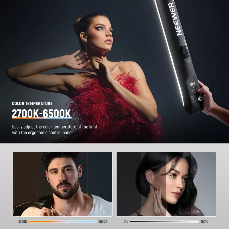 NEEWER GC21B Pripučiamas LED vamzdinis šviestuvas Bi-Color 21W 2500mAh