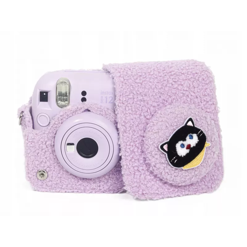 LOVEINSTANT Plush Kitten Case for Fujifilm Instax Mini 12 - Violetinė