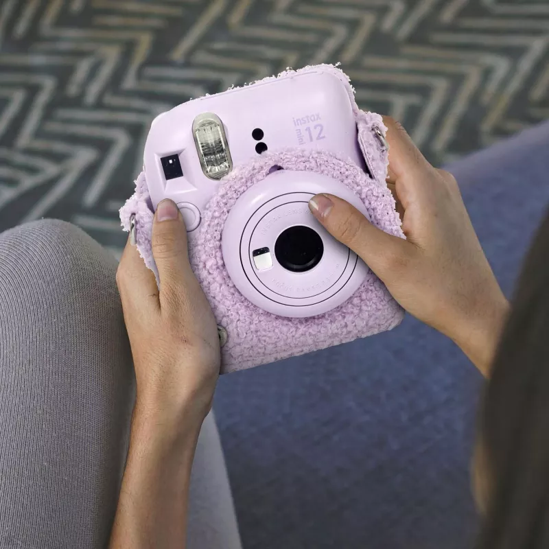 LOVEINSTANT Plush Kitten Case for Fujifilm Instax Mini 12 - Violetinė