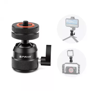 PULUZ Ball Head for Camera 3D 1/4 inch Thread 2x Cold Shoe ISO Up to 3kg PU1057B