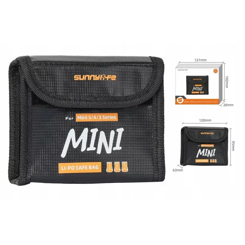 SUNNYLIFE Fireproof Battery Storage Case for 3x DJI Mini 5/4/3 Pro Mini 3 Batteries N5p-dc085-3
