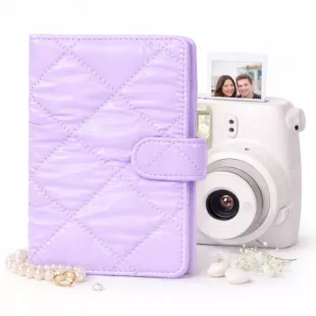 LOVEINSTANT Nuotraukų albumas 108 nuotraukoms, suderinamas su Fujifilm Instax Mini 12 40 11 9 8 7 Evo LiPlay Link, violetinis, dygsniuotas