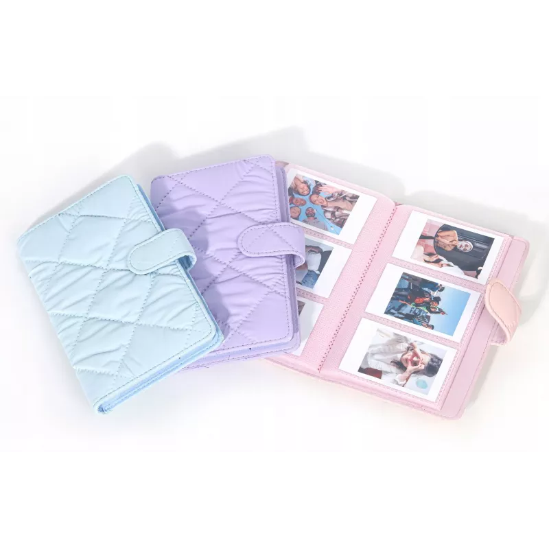 LOVEINSTANT Nuotraukų albumas 108 nuotraukoms, suderinamas su Fujifilm Instax Mini 12 40 11 9 8 7 Evo LiPlay Link, violetinis, dygsniuotas