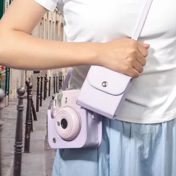 LOVEINSTANT Fotoalbumo dėklas, skirtas Fujifilm Instax Square ir Mini nuotraukoms – Violetinė, 64 nuotraukos