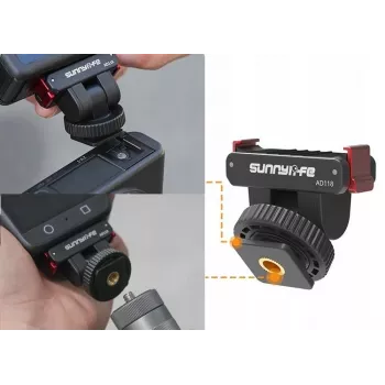 SUNNYLIFE Magnetinis greito atjungimo laikiklis su Cold Shoe ir 1/4 colio sriegiu, skirtas DJI Osmo Action 5 Pro / 4 / 3 / 2 - Juodas