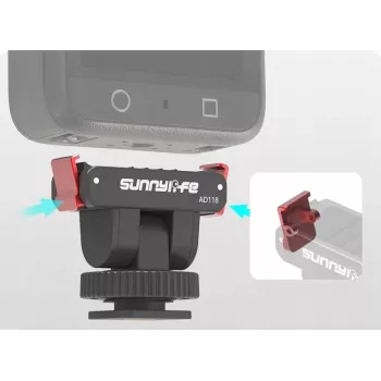 SUNNYLIFE Magnetinis greito atjungimo laikiklis su Cold Shoe ir 1/4 colio sriegiu, skirtas DJI Osmo Action 5 Pro / 4 / 3 / 2 - Juodas