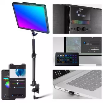NEEWER GL1C RGB LED Video Light Panel 48W su reguliuojamu šviesos stovu, CRI≥97, 2.4G nuotolinio valdymo ir programėlės valdymas srautiniam perdavimui ir žaidimams